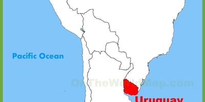 แผนที่อุรุกวัยของอเมริกาใต้